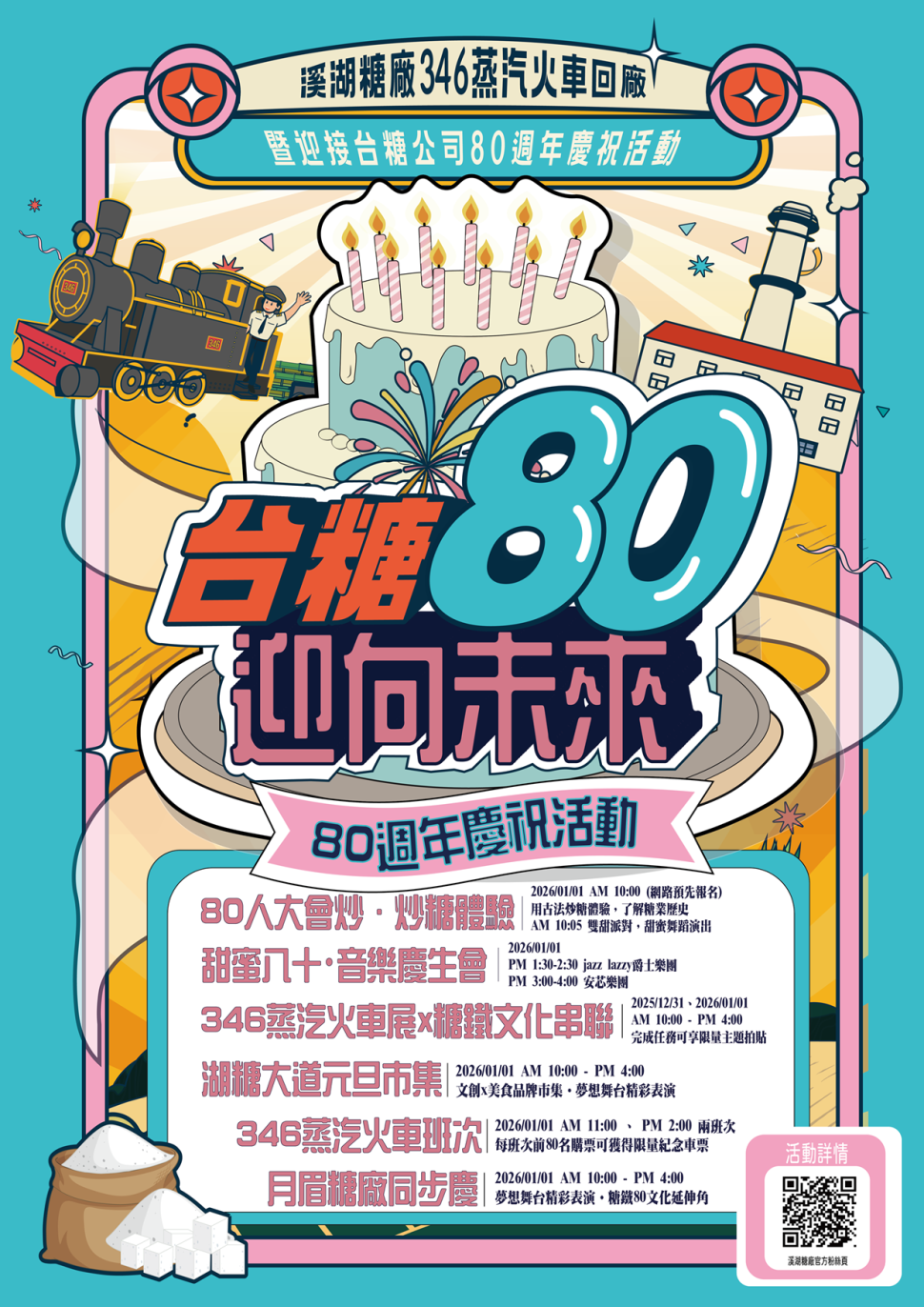 歡慶台糖80溪湖糖廠搶頭香 元旦招募80人仿古炒糖 早鳥搭346前80位送紀念票