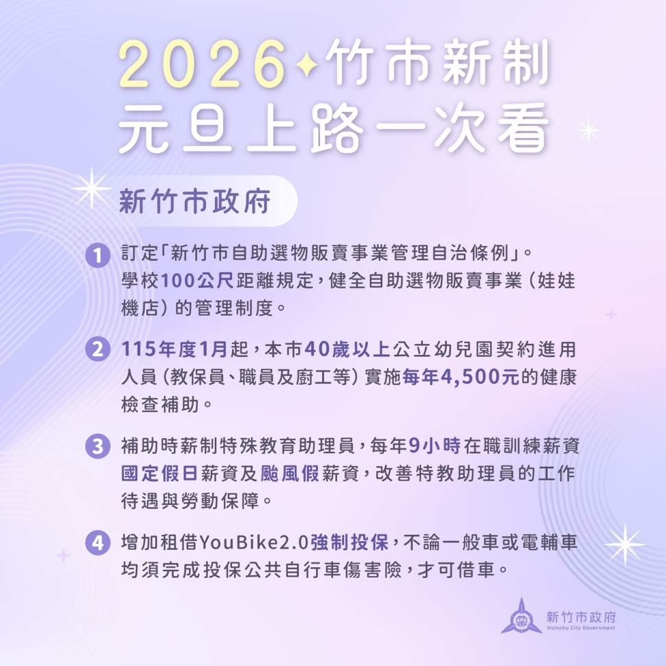 2026竹市新制元旦上路！涵蓋民生、交通、環保　打造幸福宜居科技城