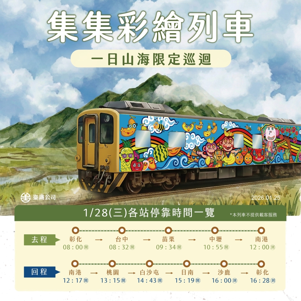 集集線彩繪列車1月28日限定山海巡迴！ 全新周遊券與商家優惠邀您共赴集集小鎮