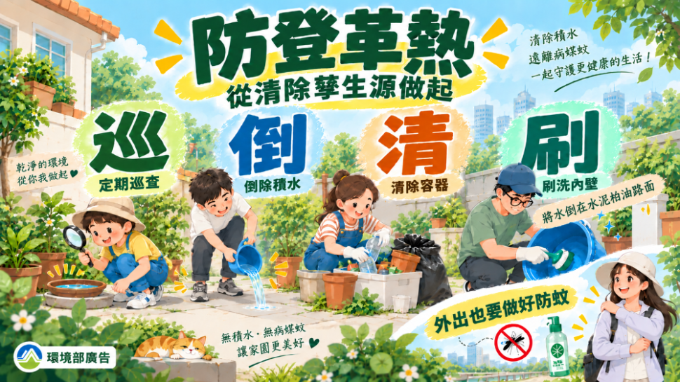 雨後防疫動起來！ 落實「巡、倒、清、刷」阻斷登革熱