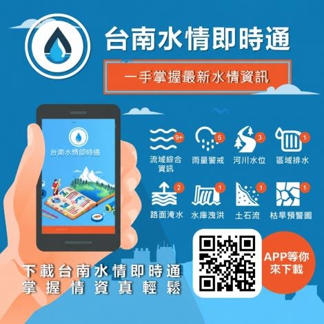 臺南市推廣「臺南水情即時通APP」　黃偉哲邀市民下載掌握水情資訊並有機會獲得防災避難包